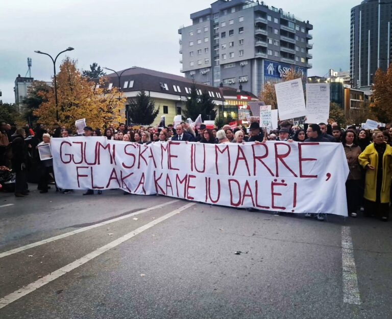 Protestors in Kosovo for Arlinda Zekaj.